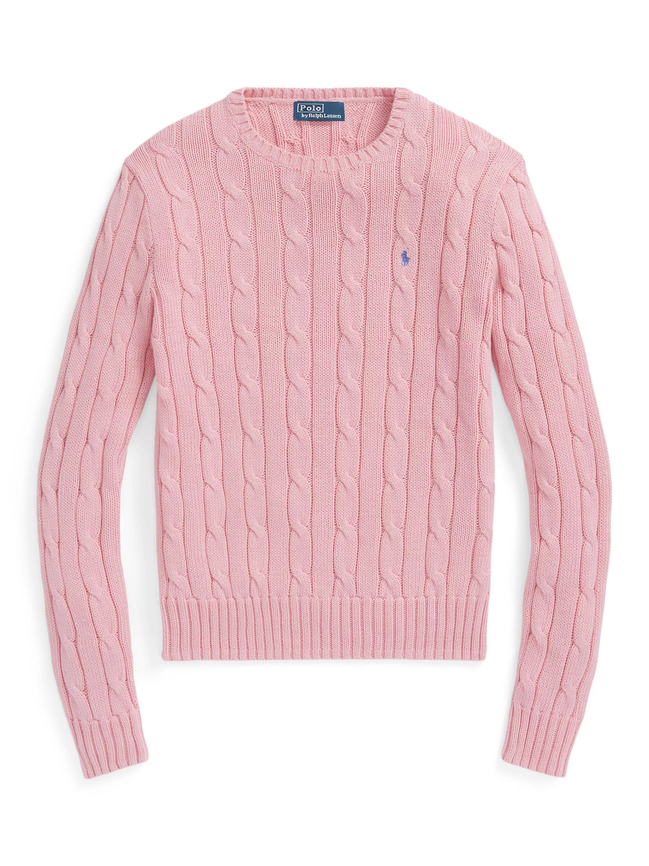 Horse-And-Jockey Cable Knit Sweater Pink