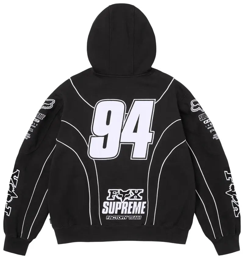 Red Box Logo Racing Team Cotton Hoodie Black