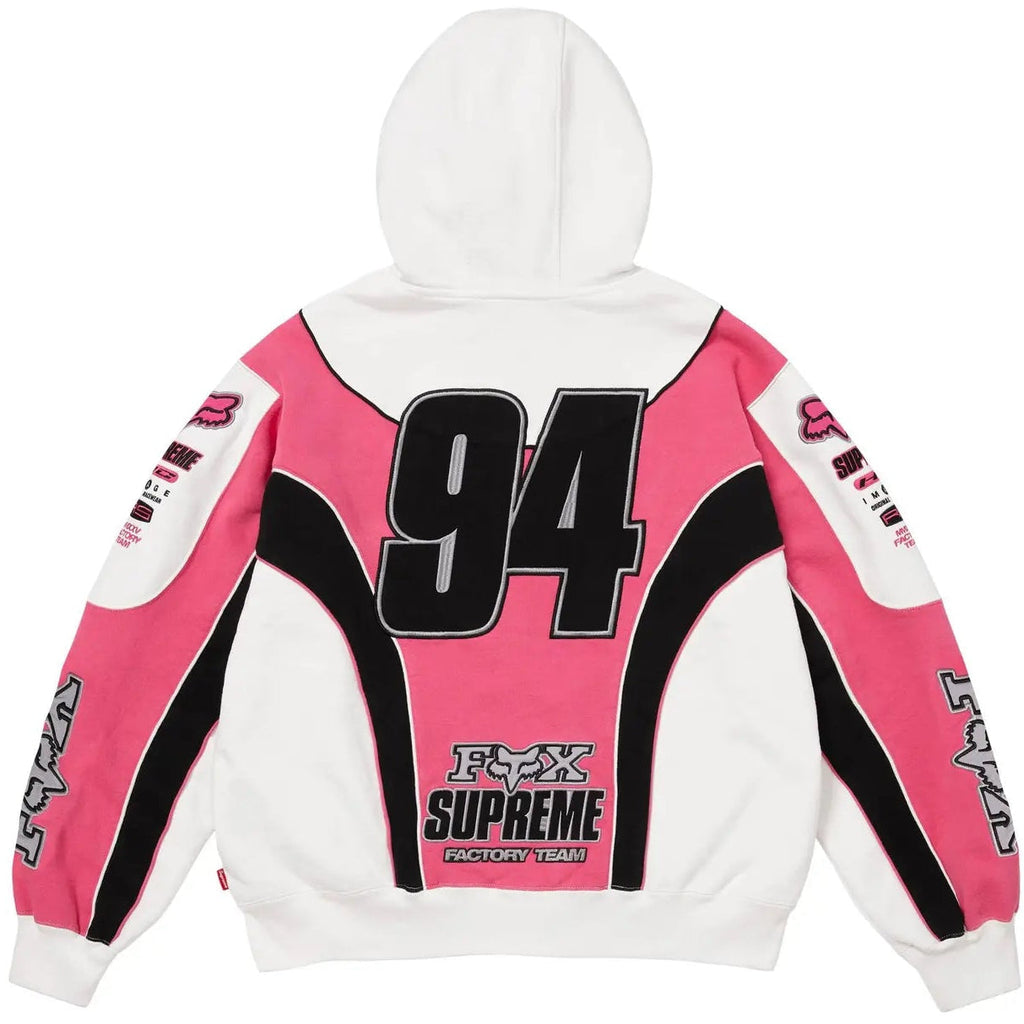 Red Box Logo Racing Team Cotton Hoodie Pink