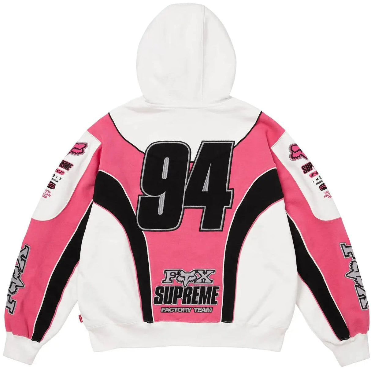 Red Box Logo Racing Team Cotton Hoodie Pink