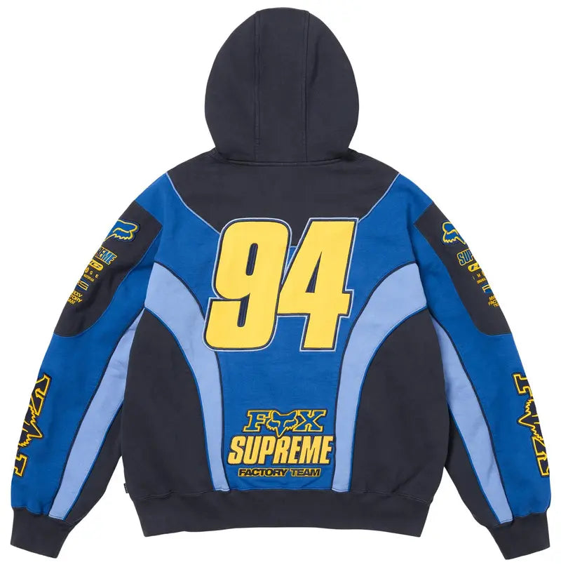 Red Box Logo Racing Team Cotton Hoodie Blue