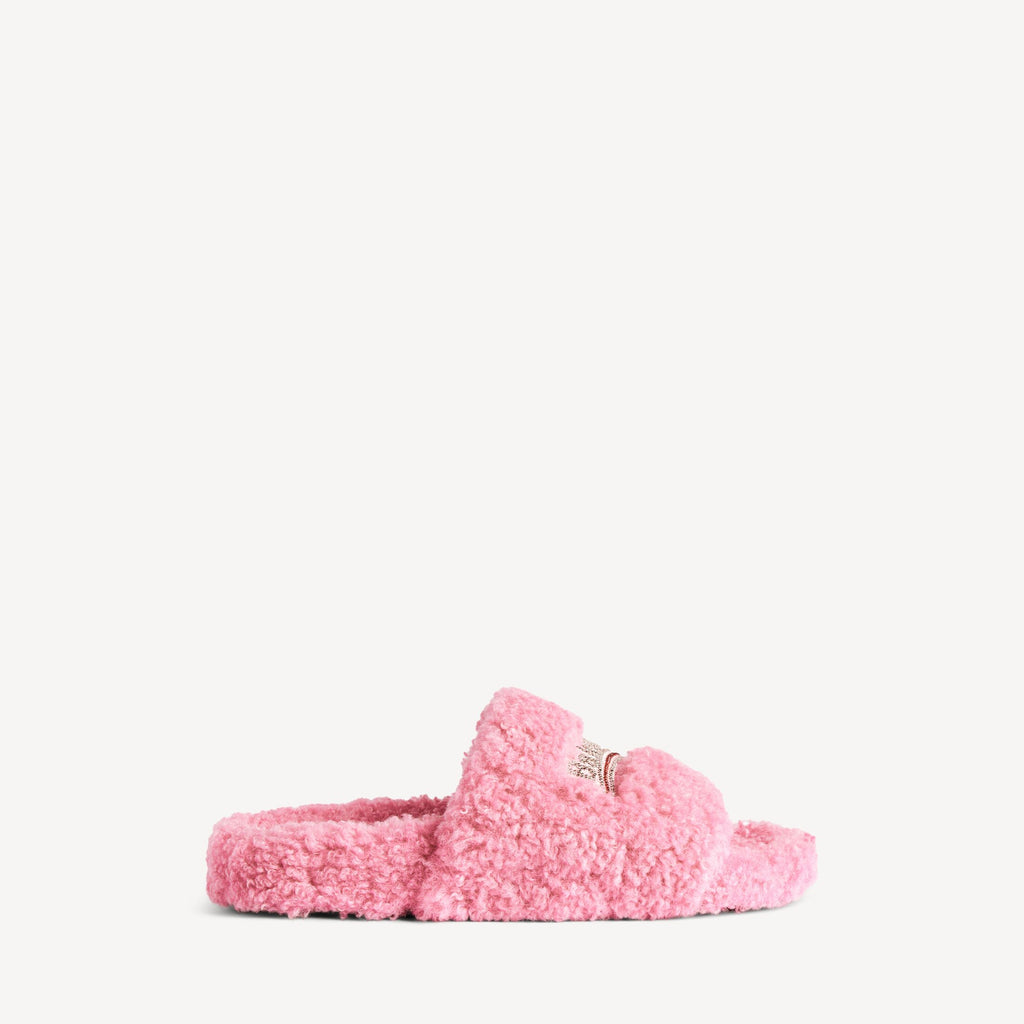 Furry Open Mule Pink