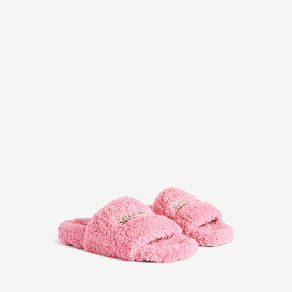 Furry Open Mule Pink