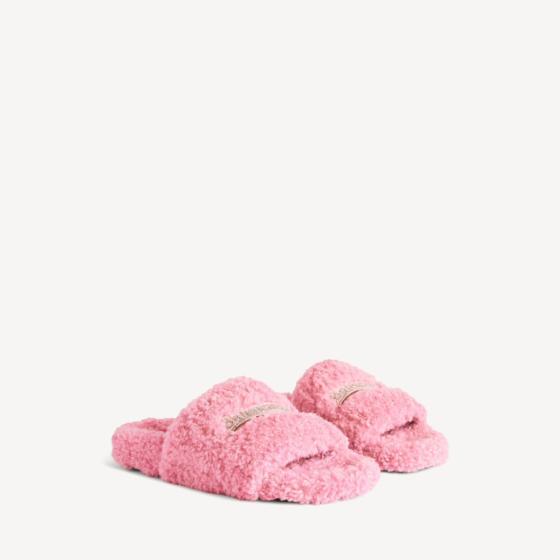 Furry Open Mule Pink