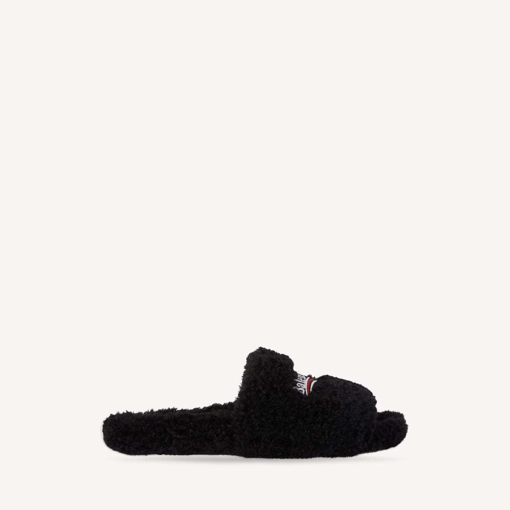 Furry Open Mule Black