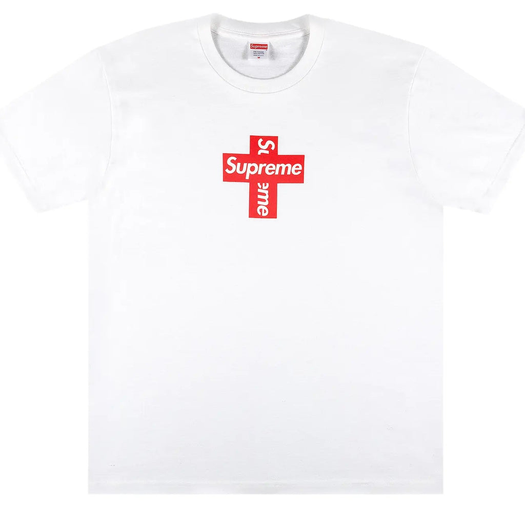 Red Box Cross Tee White