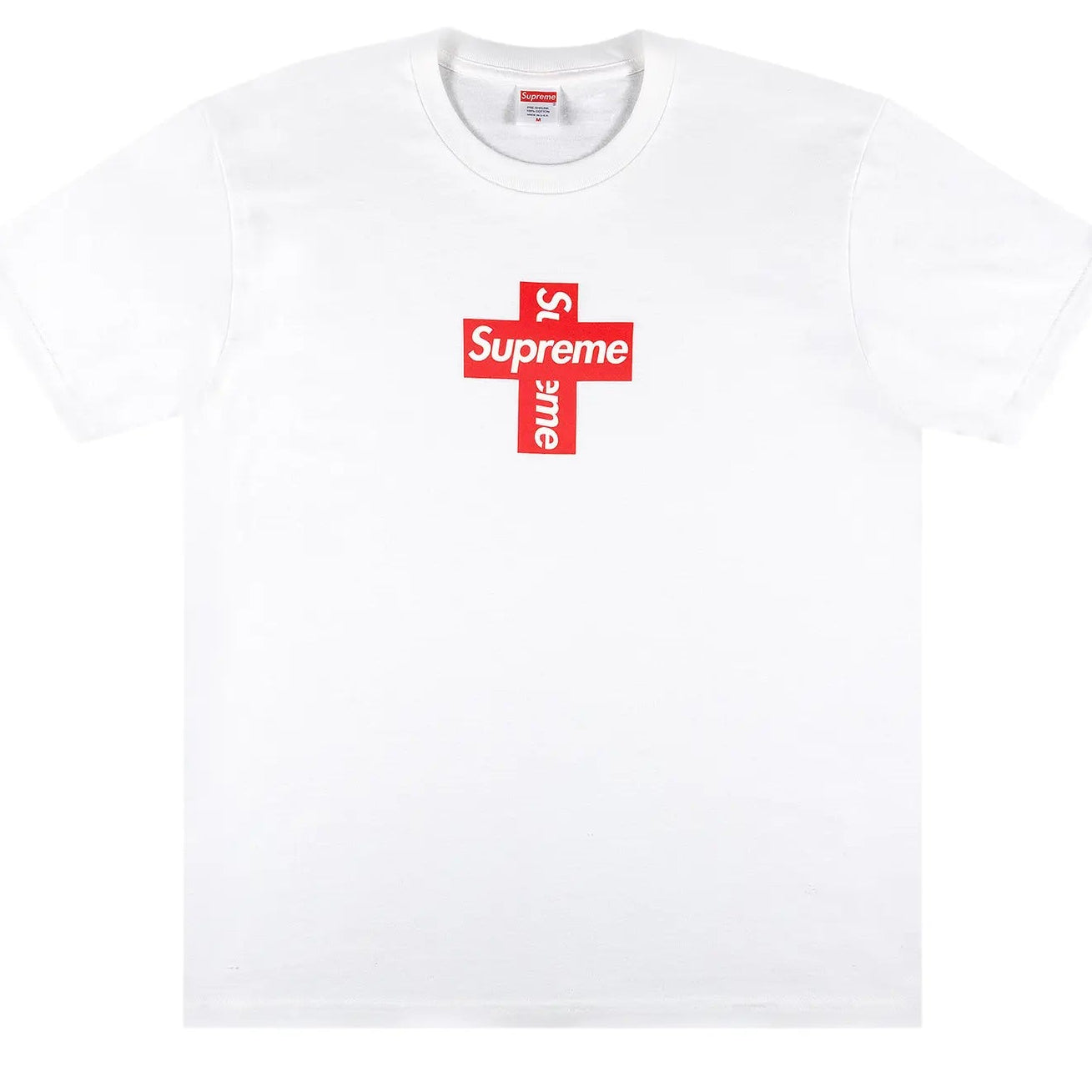 Red Box Cross Tee White